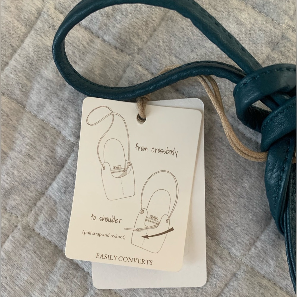 BNWT HOBO “Fern” Crossbody/Shoulder Purse Bag Pebbled Leather Midnight Teal - Picture 8 of 8